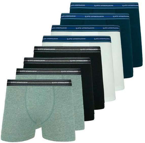 Imagem principal Kit com 8 Cuecas Boxer Lupo 523-088 Mescla-Preto-Branco-Marinho Lupo