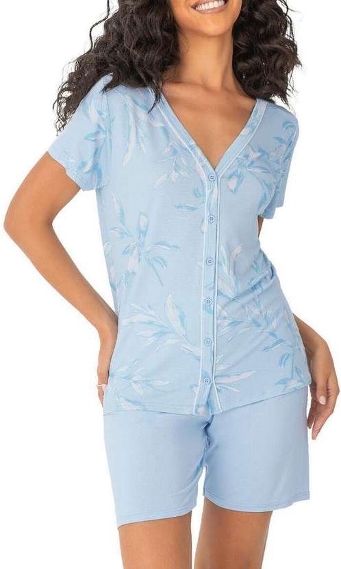 Imagem principal Pijama Feminino Curto com Abertura Malwee 1000122432 Dm29a-Azul Malwee