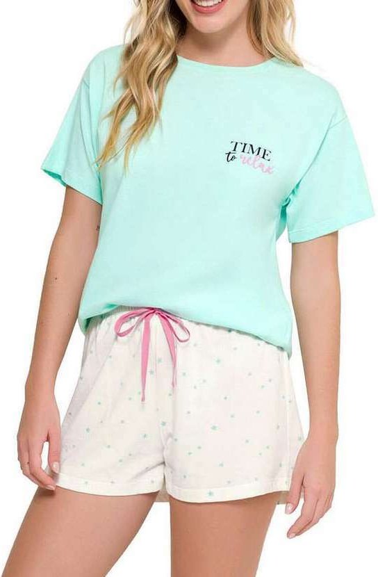 Imagem principal Pijama Feminino Curto Espaço Pijama 4010213 Verde-Off-White Espaço Pijama