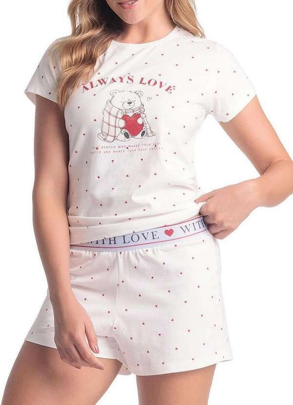 Pijama Feminino Curto Espaço Pijama 4010304 Off-White