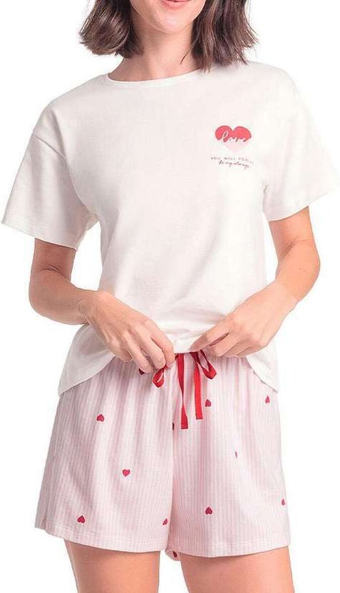 Imagem principal Pijama Feminino Curto Espaço Pijama 4010306 Off-White-Rosa Espaço Pijama