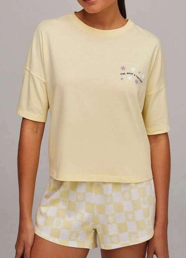 Imagem principal Pijama Feminino Curto Hering 7cre Yx8-Amarelo-Calro Hering