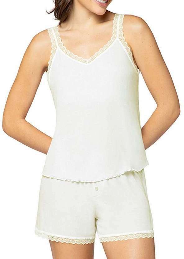 Pijama Feminino Curto Lupo 24657-001 1830-Off-White