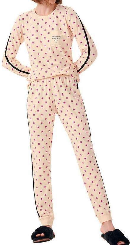 Imagem principal Pijama Feminino Longo Cor com Amor 13545 Nature-Preto Cor com Amor