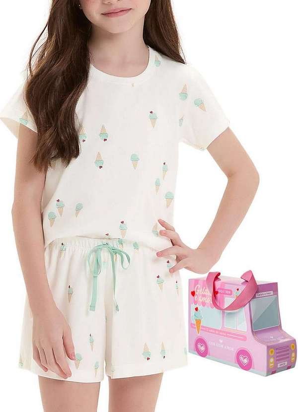 Imagem principal Pijama Infantil Menina Curto Cor com Amor 2050117 Off-White Cor com Amor