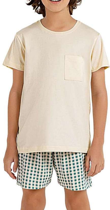 Imagem principal Pijama Infantil Menino Curto Kputz 2060016 Off-White-Xadrez-Verde Cor com Amor Cor com Amor