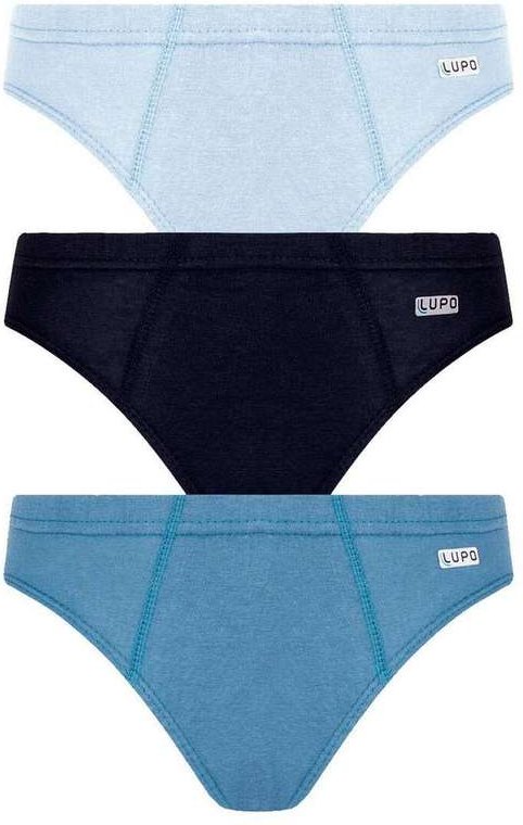 Imagem principal Kit com 3 Cuecas Infantil Slip Lupo 140-089 0900-Azul-Azul-Marinho Lupo