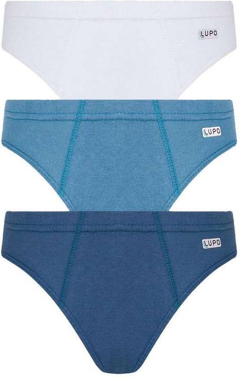Imagem principal Kit com 3 Cuecas Infantil Slip Lupo 140-089 0990-Branco-Azul-Azul Lupo