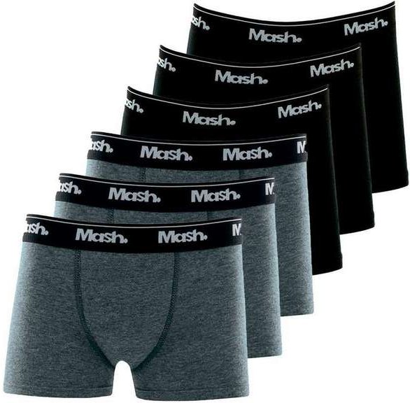 Imagem principal Kit com 6 Cuecas Infantil Boxer Mash 190.03 Cinza-Preto MASH