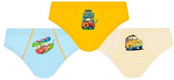 Imagem principal Kit com 3 Cuecas Infantil Slip Carros Lupo 175-089 0959-Azul-Amarelo-Listrado Disney Disney