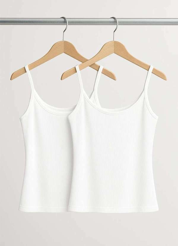 Imagem principal Kit 2 Regatas Alcinha Canelada Branco Salvatore Fashion Salvatore Fashion