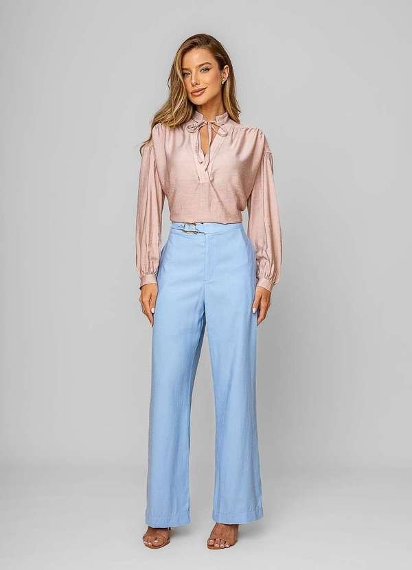 Imagem principal Calça Reta Alfaiatada com Cinto Azul Salvatore Fashion Salvatore Fashion