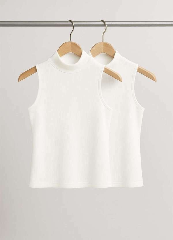 Imagem principal Kit 2 Regatas Cava Americana Canelada Branco Salvatore Fashion Salvatore Fashion