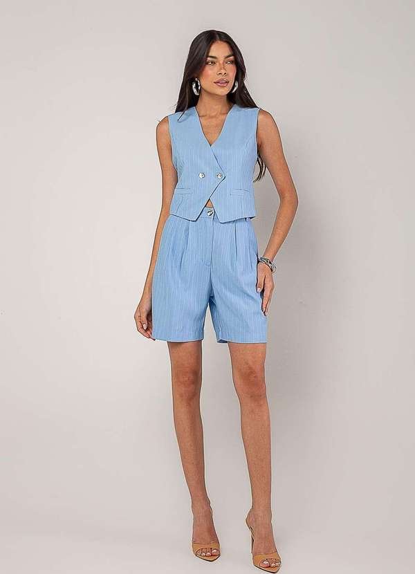 Conjunto Alfaiataria com Colete e Short Azul