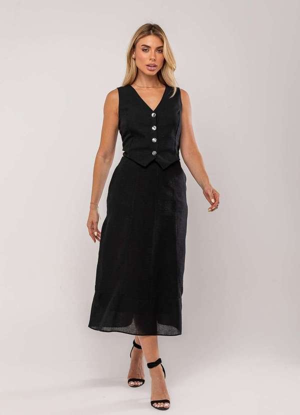 Imagem principal Conjunto com Colete e Saia Midi Preto Salvatore Fashion Salvatore Fashion
