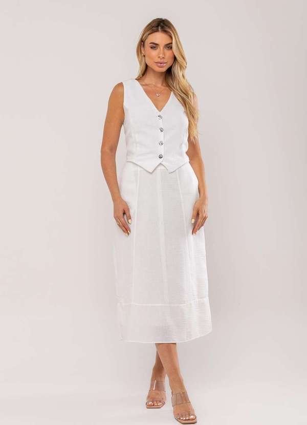 Imagem principal Conjunto com Colete e Saia Midi Branco Salvatore Fashion Salvatore Fashion