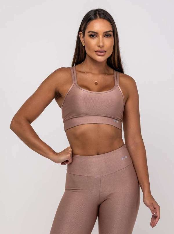 Imagem principal Top Suplex Canelado Brilho Decote e Tiras Fashion Marrom Salvatore Fashion Salvatore Fashion