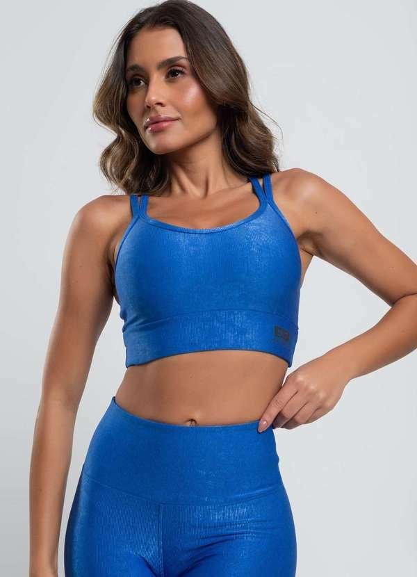 Imagem principal Top Suplex Canelado Brilho Decote e Tiras Fashion Azul Salvatore Fashion Salvatore Fashion