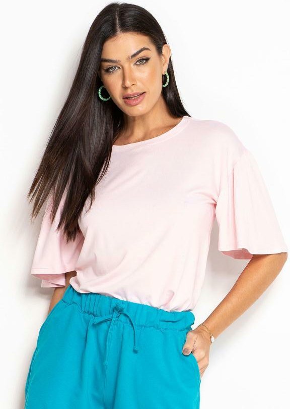 Imagem principal Blusa Decote Redondo Rosa Claro bonprix bonprix