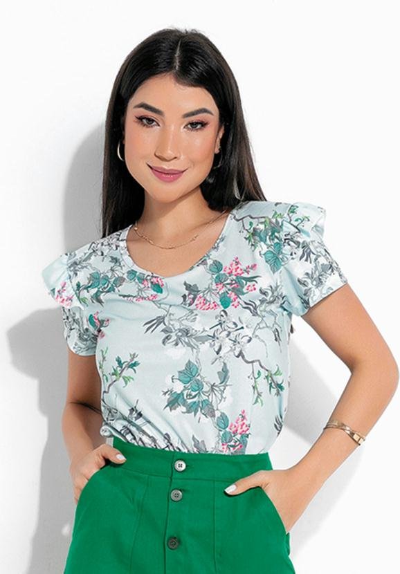 Imagem principal Blusa Floral Azul com Babado Rosalie Rosalie