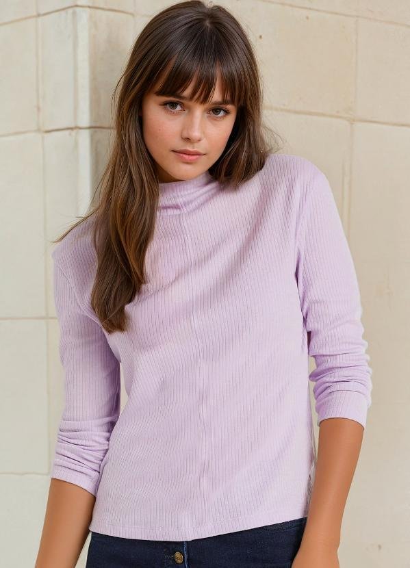 Imagem principal Blusa Manga Longa Canelada Lilas bonprix bonprix