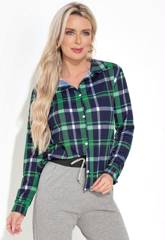 Imagem principal Camisa com Mangas Longas Xadrez Marinho Moda Pop Moda Pop