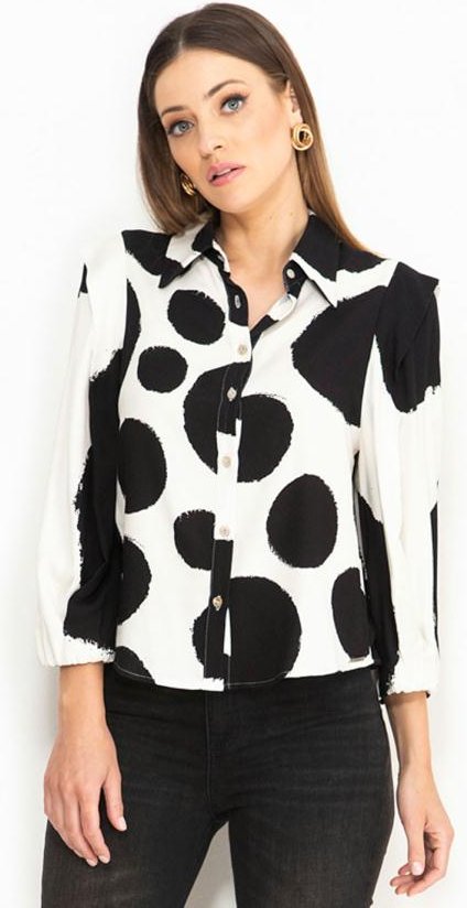 Imagem principal Camisa de Crepe Manga Longa Estampada Branca Forum Forum