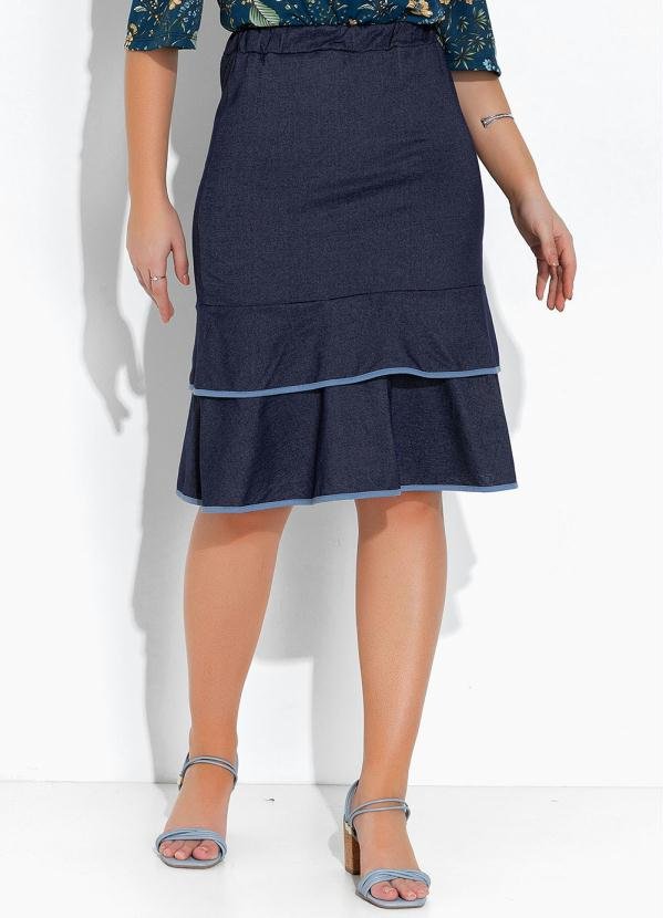 Saia Azul Escuro com Babado