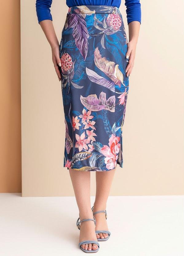 Imagem principal Saia Folhas Marinho com Fendas Rosalie Rosalie