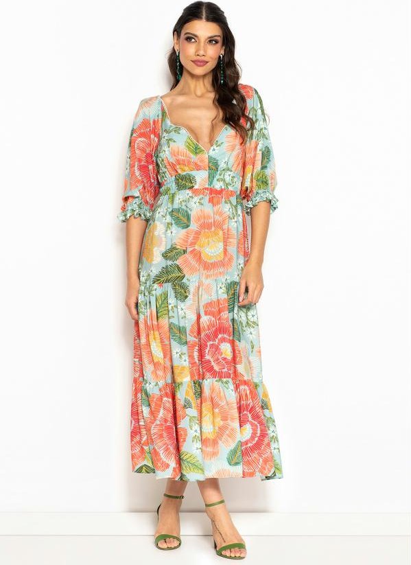 Vestido Cropped de Viscose Floral Julia Estampado