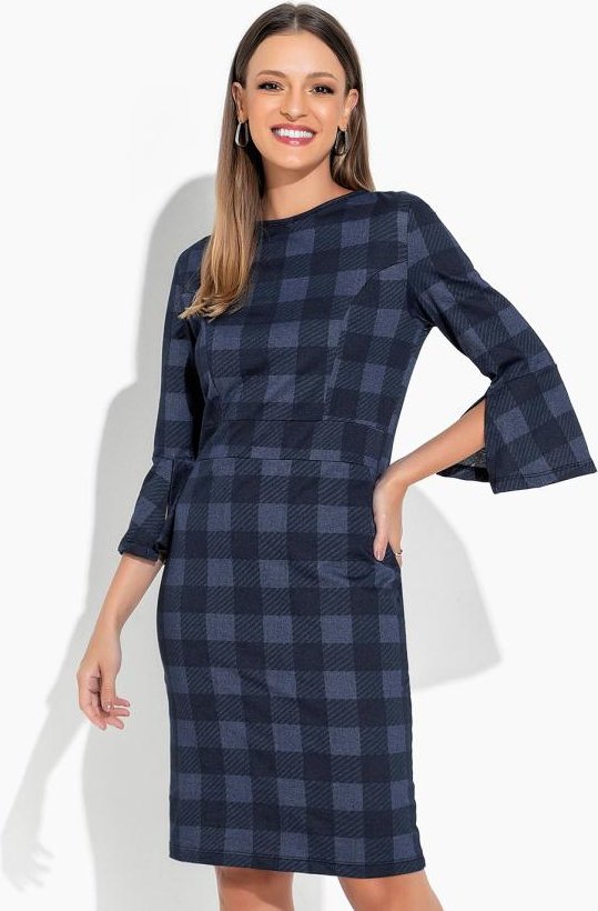 Imagem principal Vestido Xadrez Marinho com Manga Rosalie Rosalie