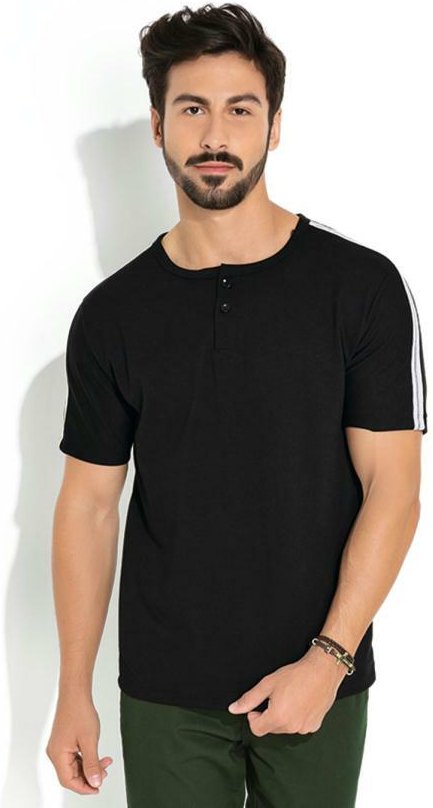 Imagem principal Camiseta Preta com Botões Moda Pop Moda Pop