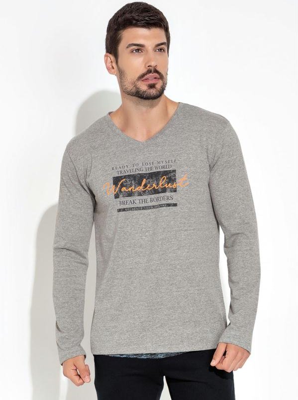 Imagem principal Camisa com Estampa na Frente Mescla Cinza Moda Pop Moda Pop