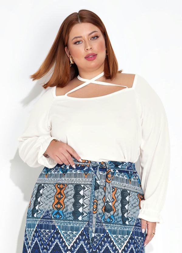 Imagem principal Blusa Off White Amarração no Decote Plus Size Marguerite Marguerite