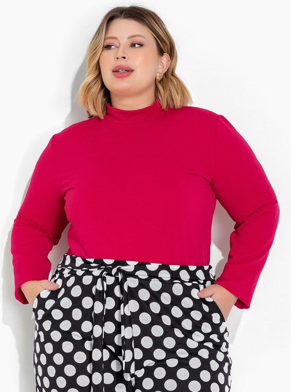 Blusa Pink em Malha Anarruga Plus Size