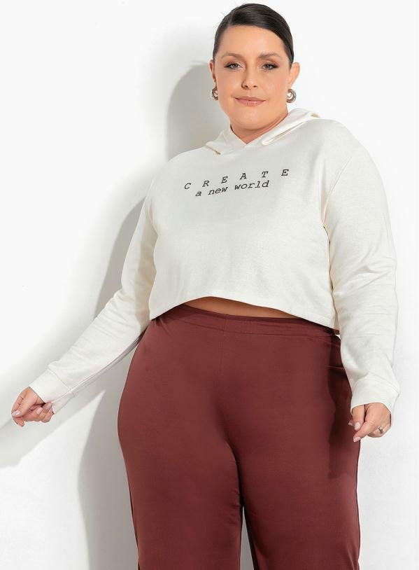 Imagem principal Casaco Cropped Off White Estampa Puff Plus Size Marguerite Marguerite