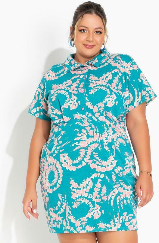 Imagem principal Vestido Tie Dye com Botões e Pregas Plus Size Marguerite Marguerite