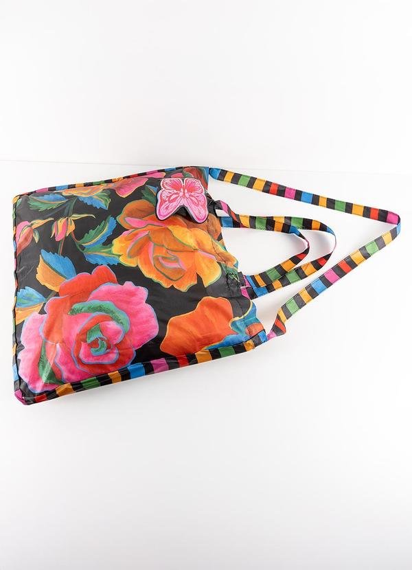 Imagem principal Bolsinha Me Leva Rosas Pintadas Preto FARM ETC FARM ETC