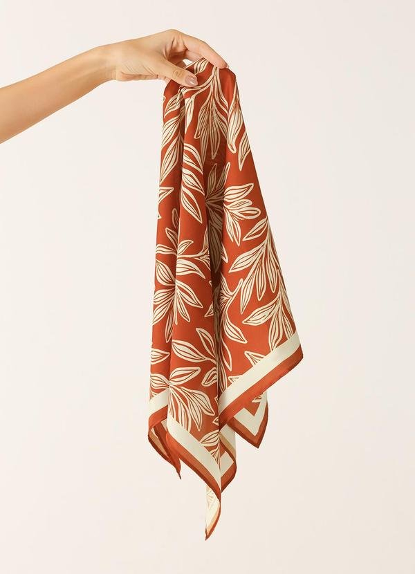 Imagem principal Lenço em Cetim Estampado Terracota X Off White Selma Principessa Principessa