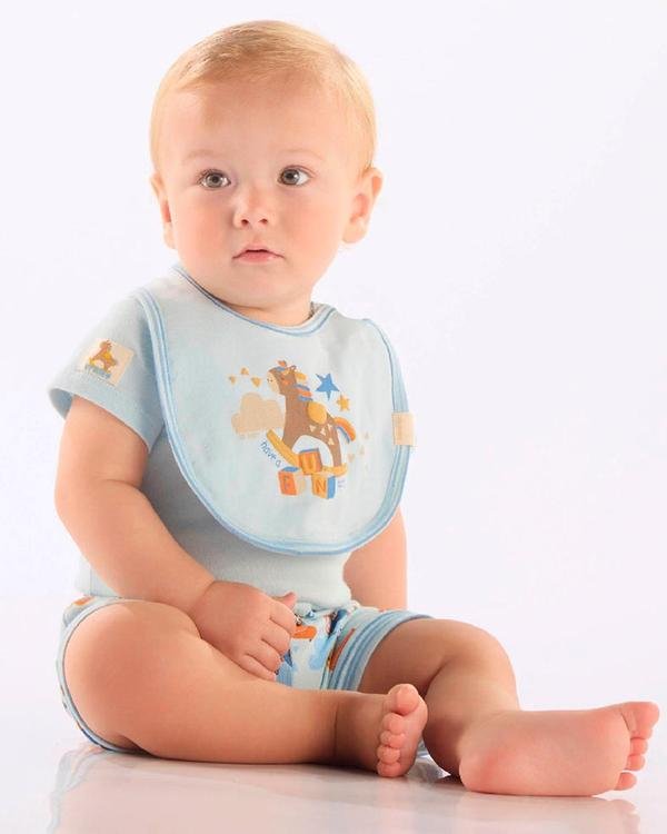 Babador Unissex Bebê Forro Plástico Up Baby Azul