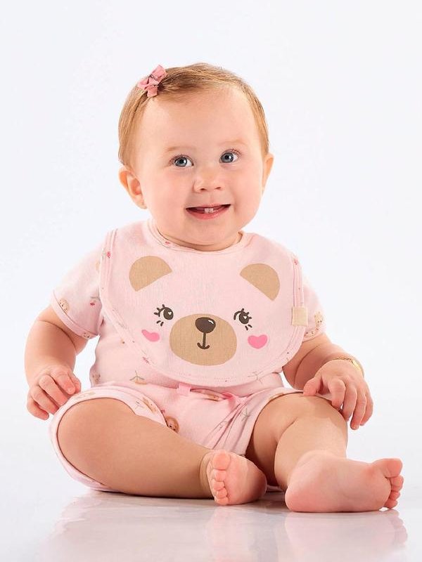 Babador Unissex Bebê Forro Plástico Up Baby Rosa