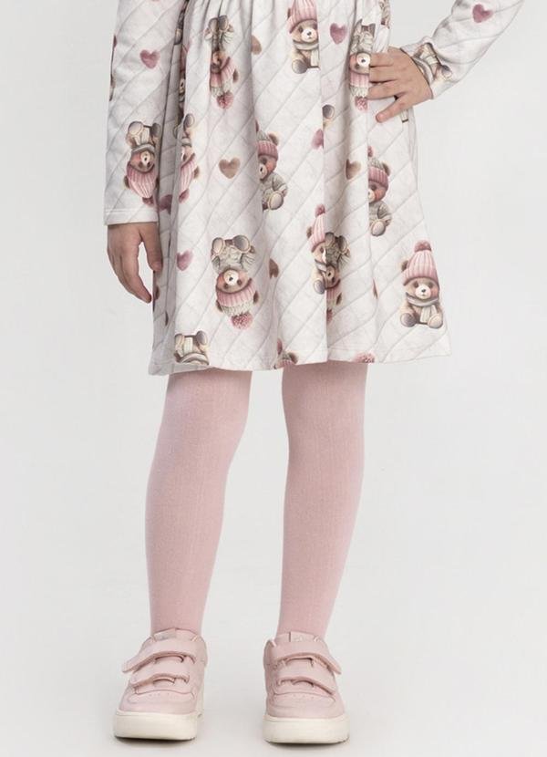 Meia Calça Infantil Lisa Menina Rosa