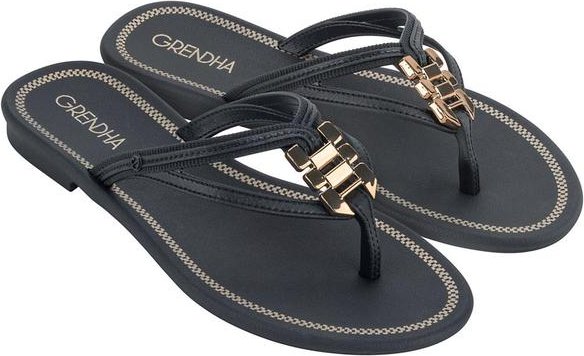 Chinelo Grengha Fama Preto em Sintético