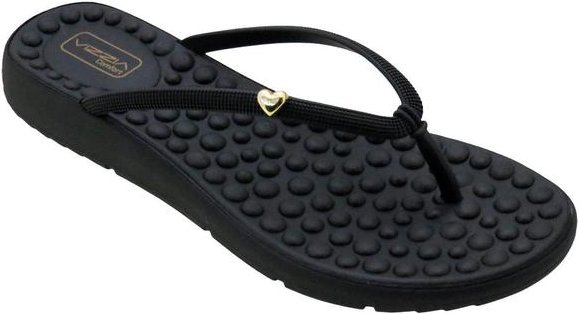 Chinelo Preto com Adereço de Coração