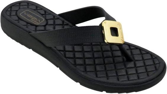 Chinelo Preto com Adereço Dourado