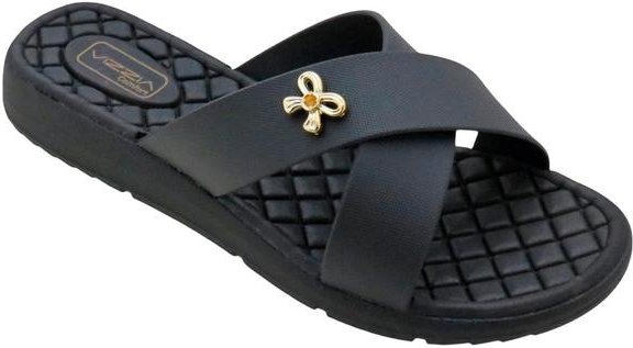 Chinelo Preto com Tiras Transpassadas