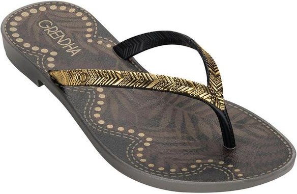 Rasteirinha Grendha Amor em Flor Preto Folhas