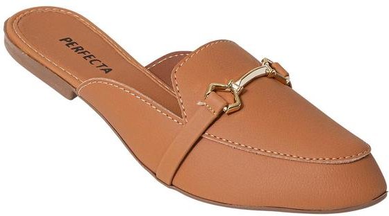 Imagem principal Mule Caramelo em Sintético com Detalhe Dourado Perfecta Perfecta