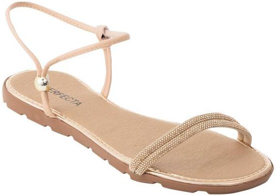 Imagem principal Rasteira Bege em Sintético com Strass Perfecta Perfecta