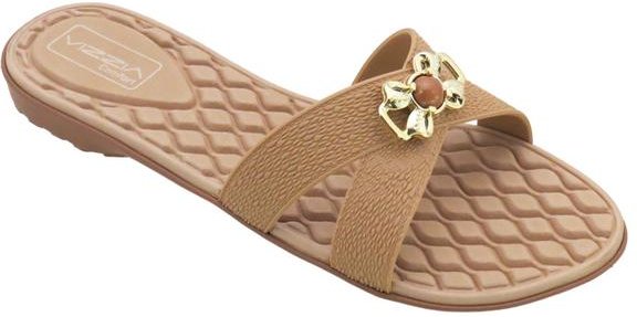 Rasteira CarameloCom Adereço Dourado